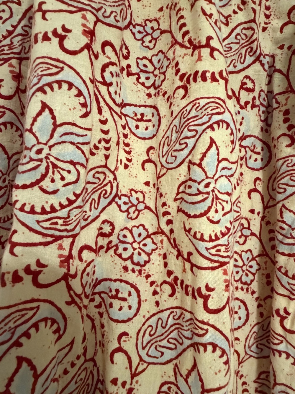 Maison Hotel Lina Blouse – Red & Blue Paisley Block Print XL - Picture 5 of 5